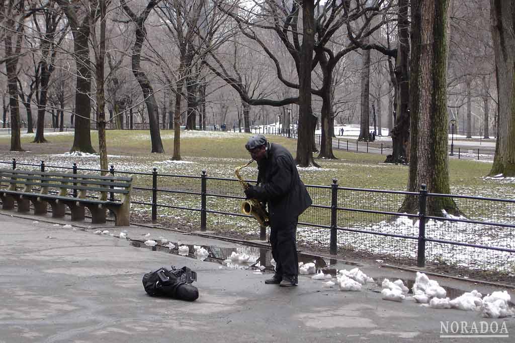 Saxofonista en Central Park de Nueva York