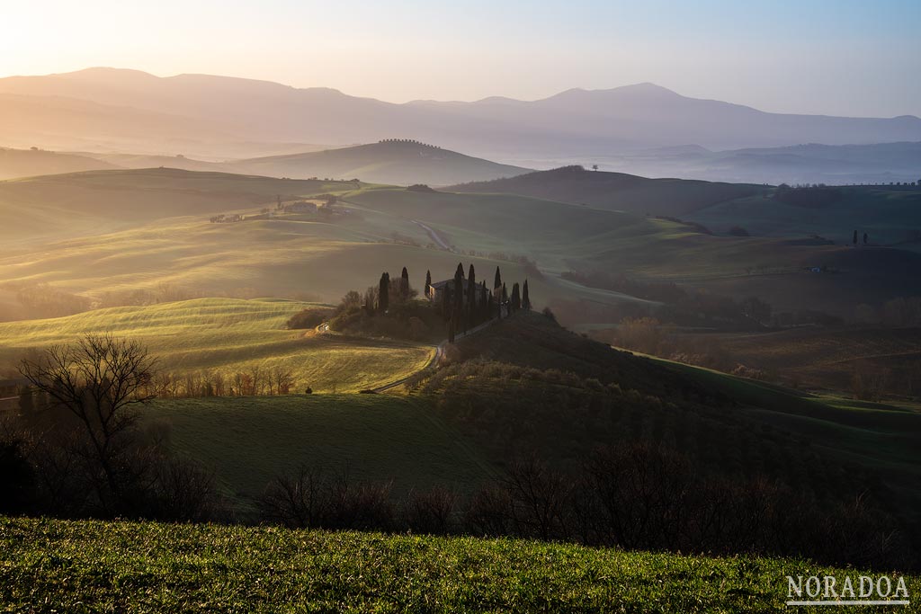 Valle del Orcia en la Toscana, Italia